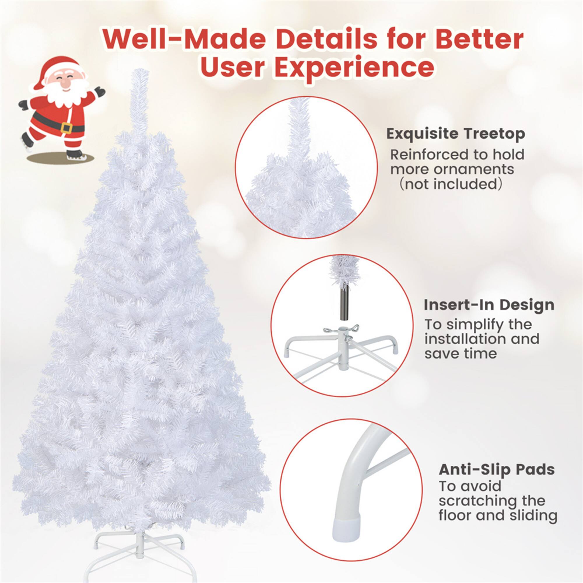 Costway 6ft. Unlit White Pine Artificial Christmas Tree